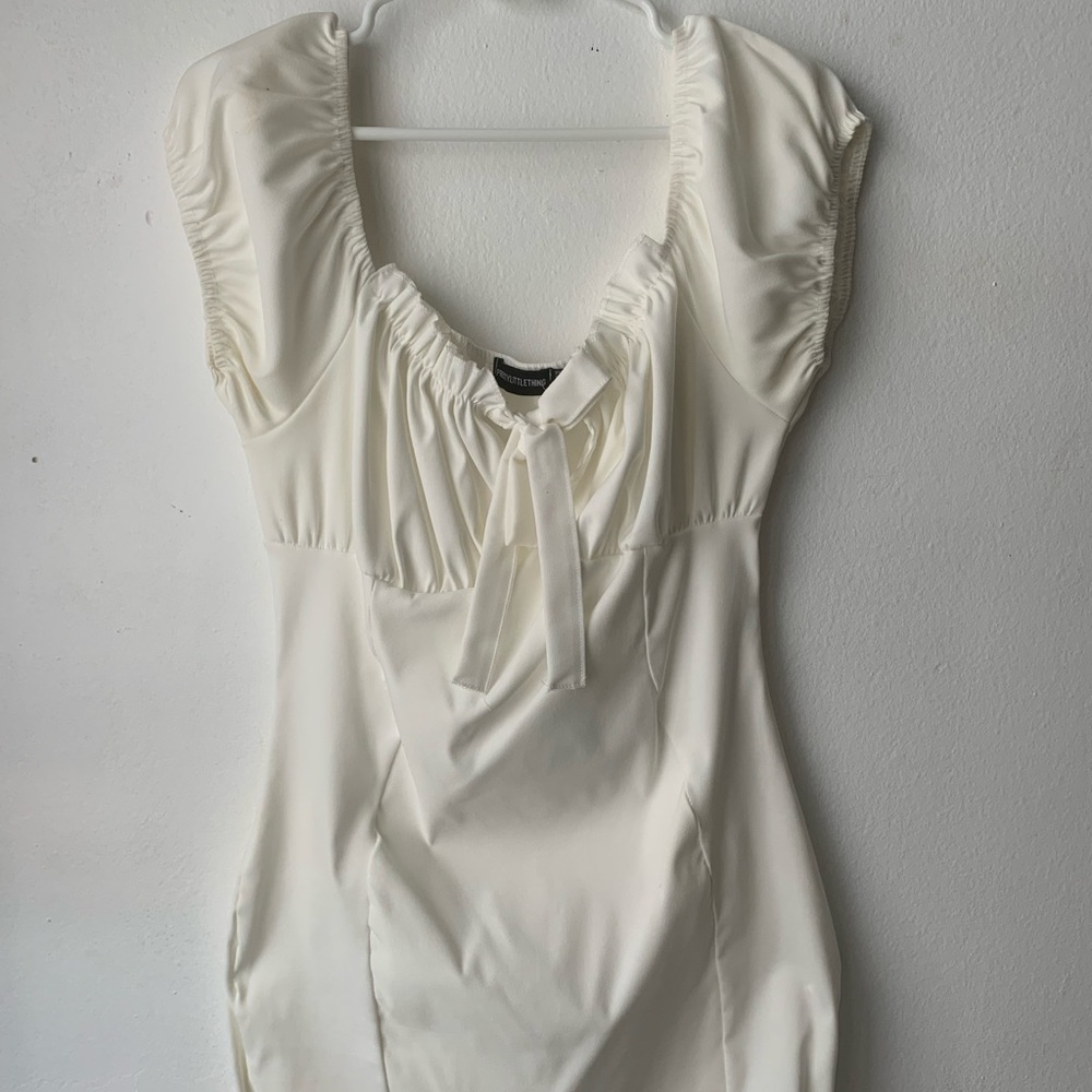PLT New White Bust Ruched Bodycon Dress